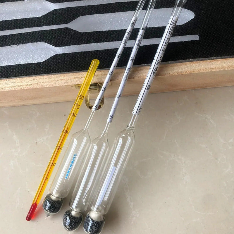 Kit Medidor Alcohol 0-100% Destilados Termometro Densimetro