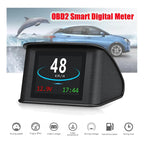 Velocímetro Obd2 Obdii Medidor Digital Inteligente Pantalla Temperatura Hora Consumo De Combustible Hud P10 Negro