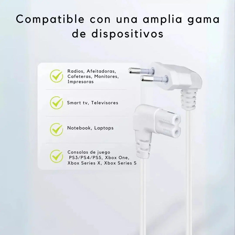 Cable Poder Tipo 8 En L Enchufe Tv Conector Television Radio