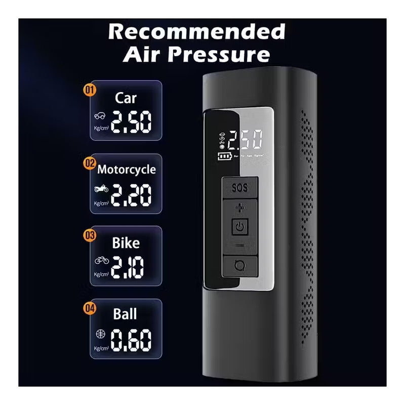 Compresor Aire Inflador Portatil Neumático Cargador Linterna