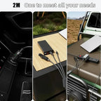 Cable Cargador De Auto 3 En 1 Para Starlink Mini Tipo C 2mt Negro Y Gris