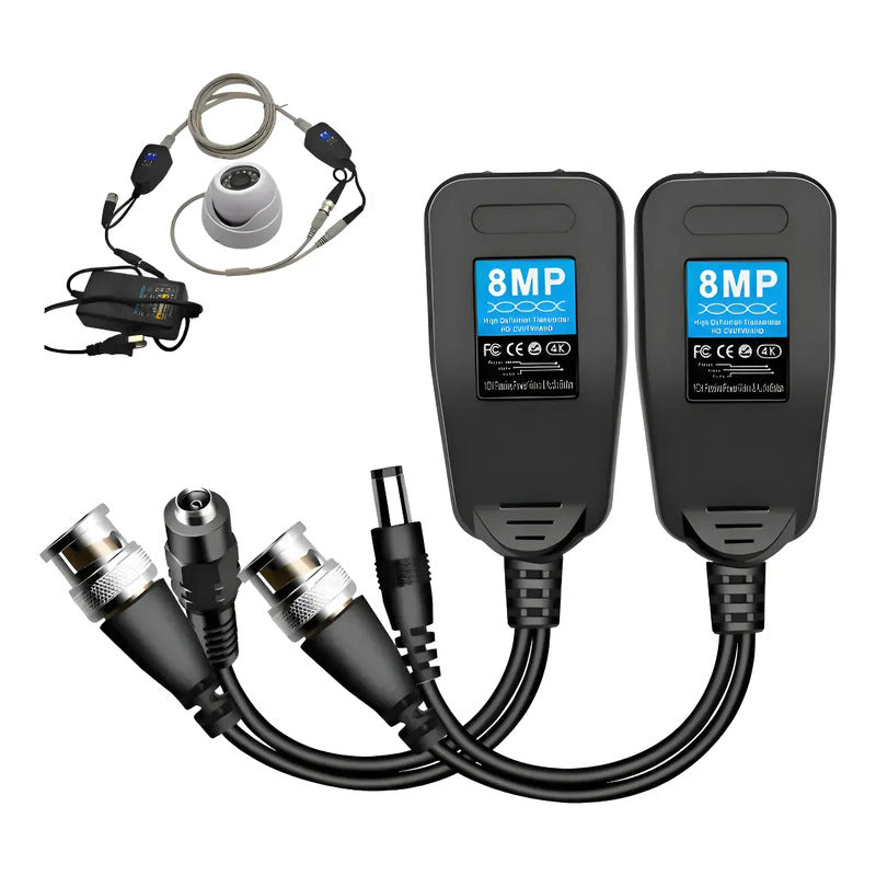Balun De Vídeo Pasivo Rj45 Cat6-5 Hd-cvi Tvi Ahd Para Cctv Negro