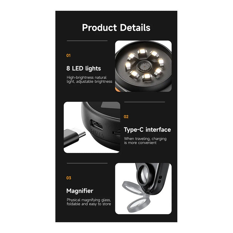 Microscopio Digital Portatil Camara Luz Led Pantalla Usb Negro Y Naranja