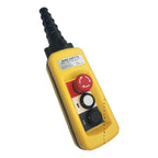 Botónera Switch Puente Grua 3 Botones - 1 Eje Con Emergencia Amarillo