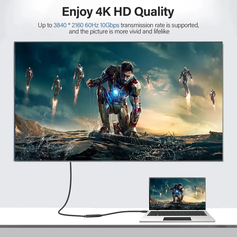 Cable Extension Usb-c 3.1 Gen2 10gbps Pd 100w 4k 60hz 3m Negro