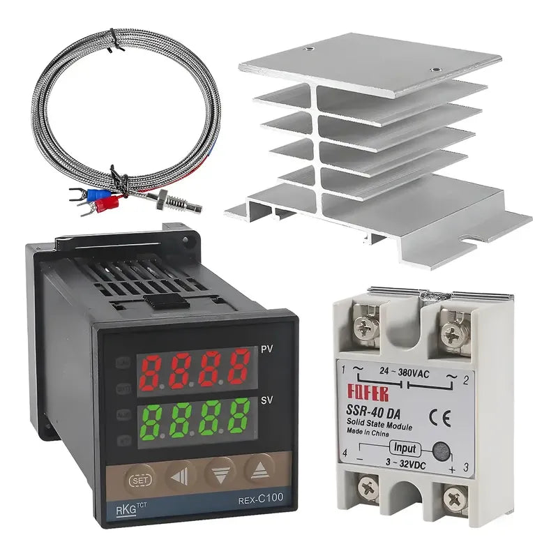 Set Termostato Control Temperatura Digital 220v Rex-c100 Ssr