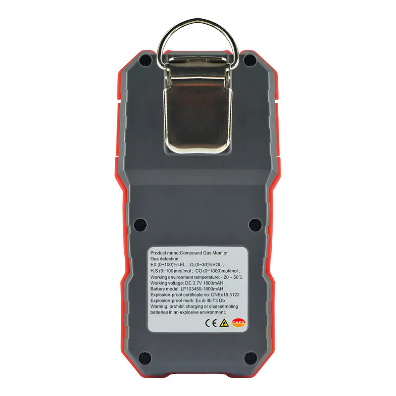 Medidor Detector De Gas Y Combustibles 4 En 1 Lel O2 H2s Co Negro
