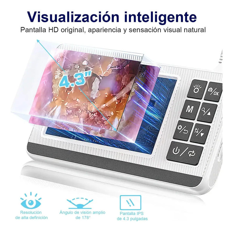 Otoscopio Profesional Digital 3.9mm Pantalla 4.3in Hd Oido Blanco