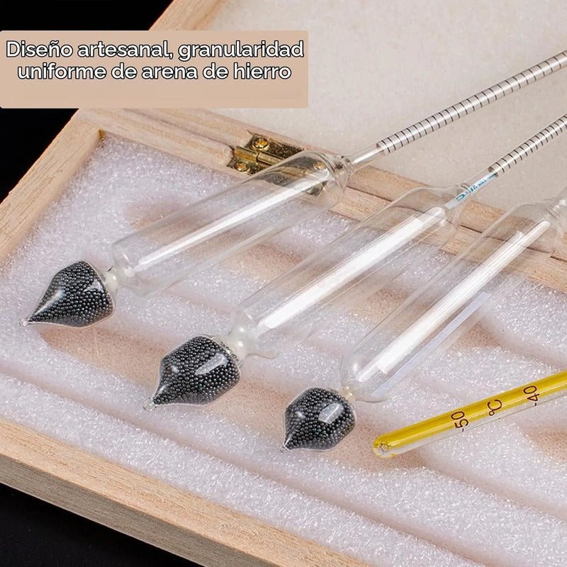 Kit Medidor Alcohol 0-100% Destilados Termometro Densimetro