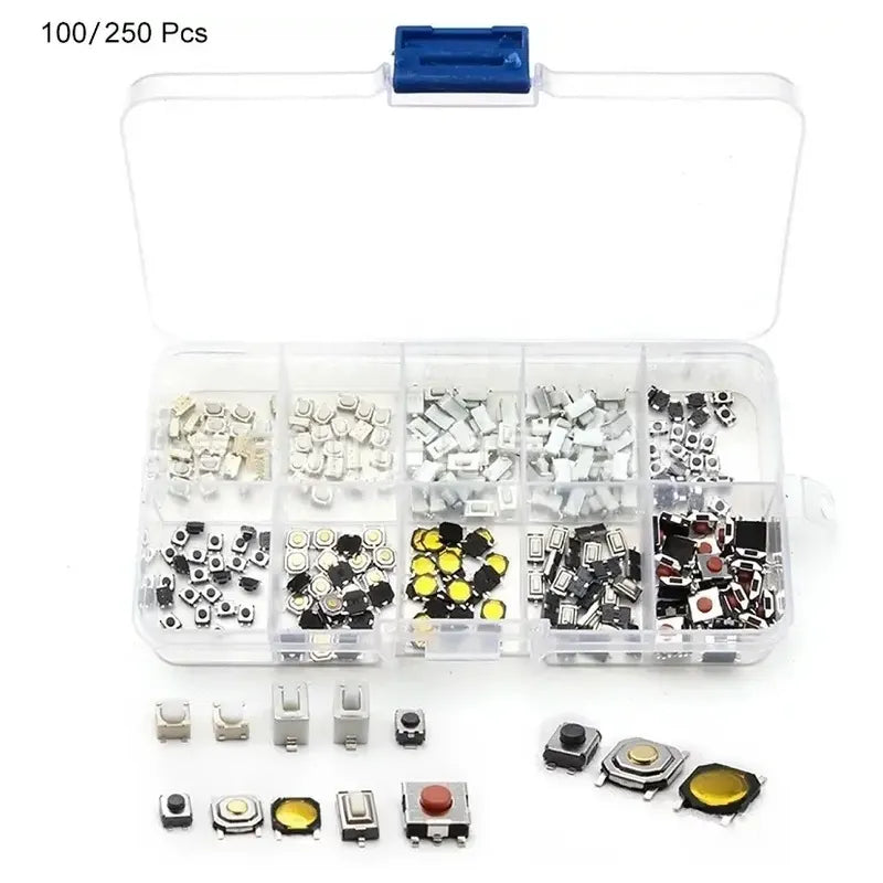 Kit 250 Pulsadores Switch Micro Pulsadores Boton Tactil Push