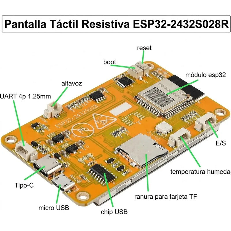 Placa De Desarrollo Esp32 Con Pantalla Tactil De 2.8 Pulgada