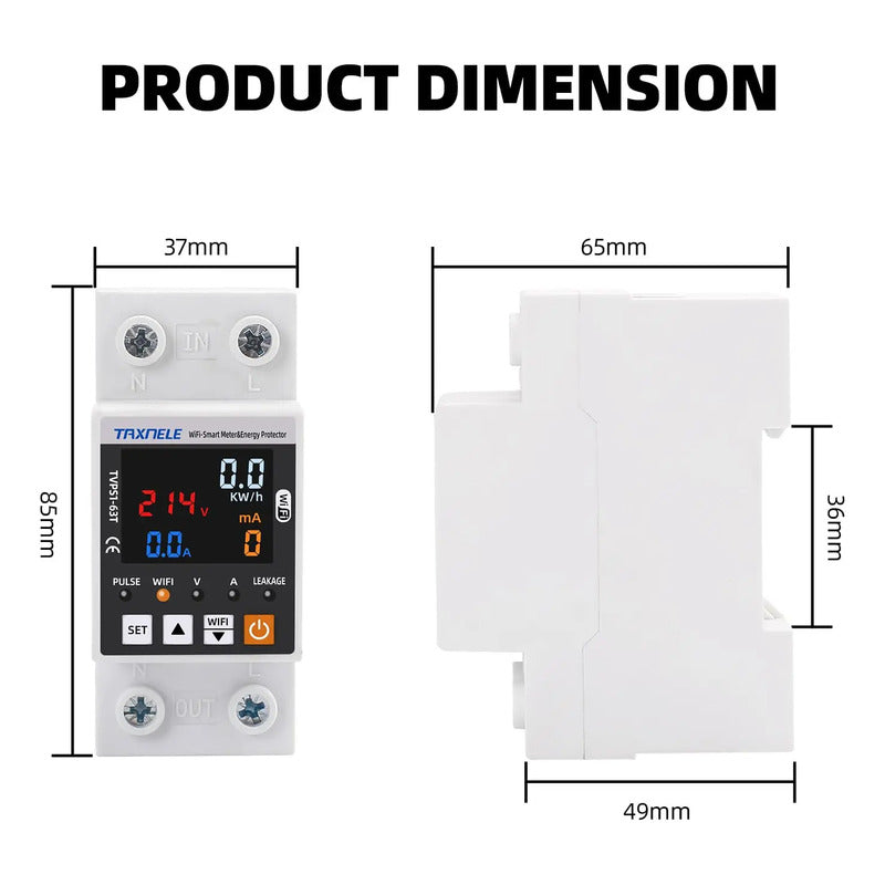 Rele Medidor Energía Smart Wifi Kwh 63a Bajo Y Alto Voltaje Color