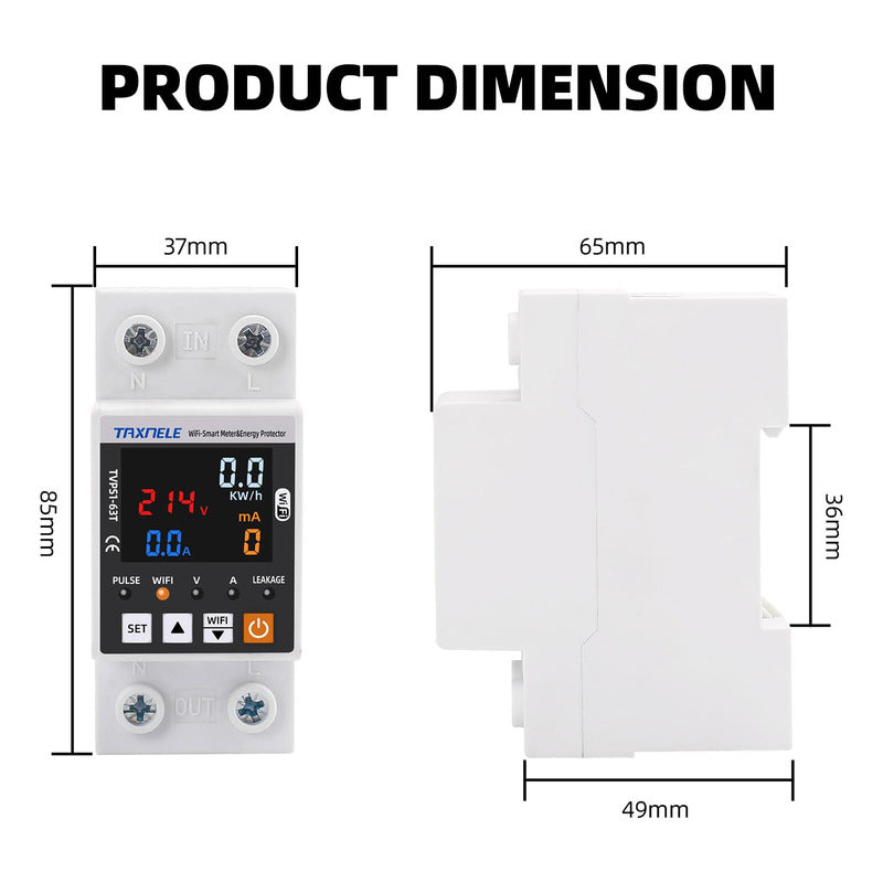 Rele Medidor Energía Smart Wifi Kwh 63a Bajo Y Alto Voltaje Color