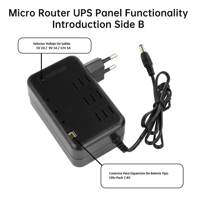 Mini Ups Portátil Dc 12v 9v 5v 5000mah Router Cámaras Negro