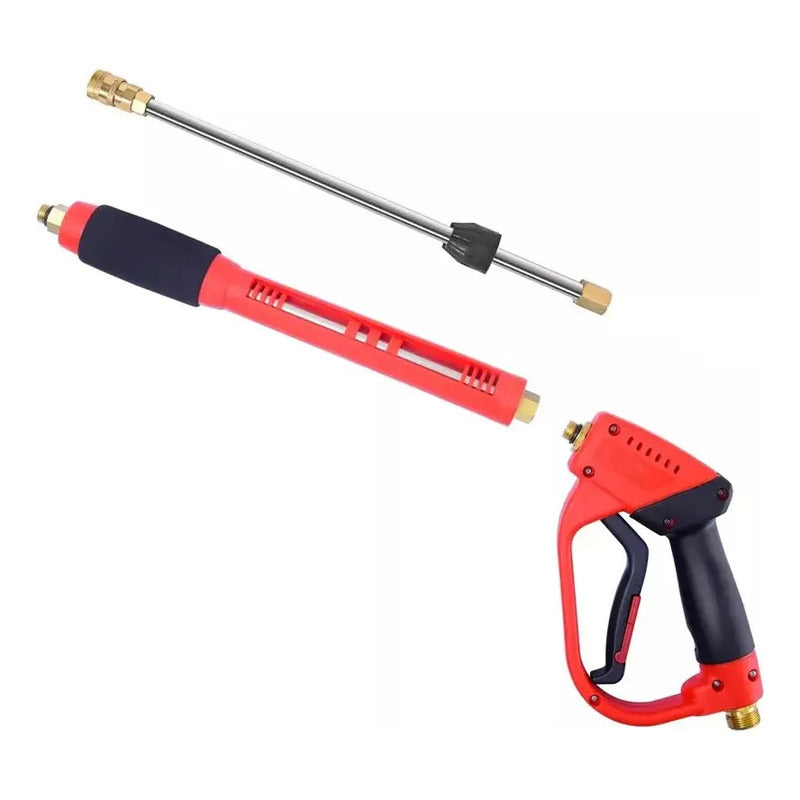 Pistola Hidrolavadora + 5 Boquillas Altapresion 5000 Psi Rojo Y Negro