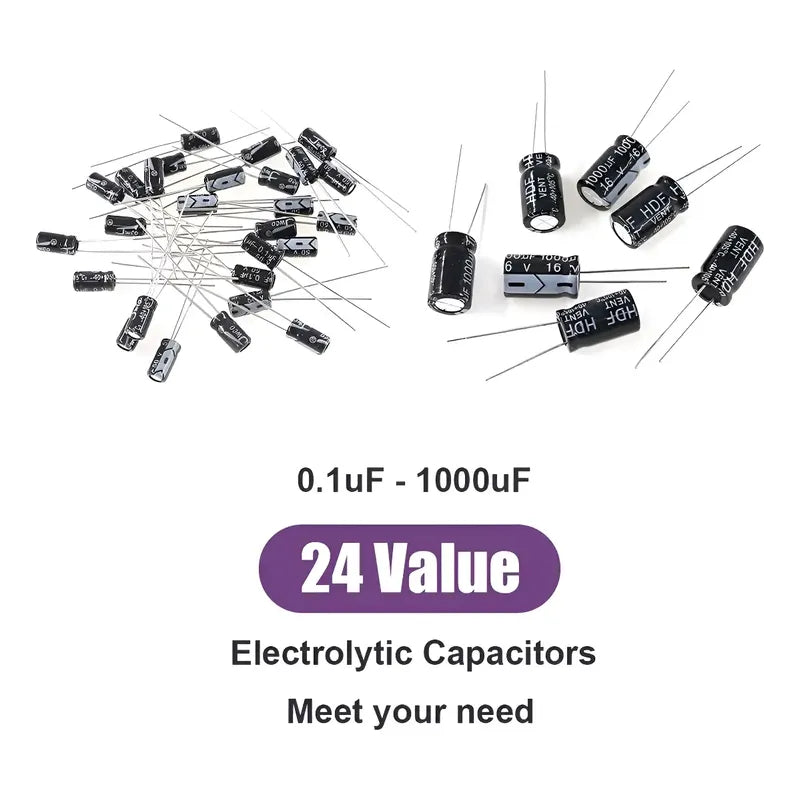 Set 500 Capacitor Condensador Electrolitico 0,1uf A 1000uf