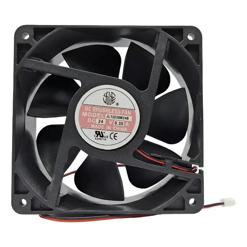 Ventilador Jl12038m24b 120x38mm 24v 0.35a 2 Pines Negro Negro