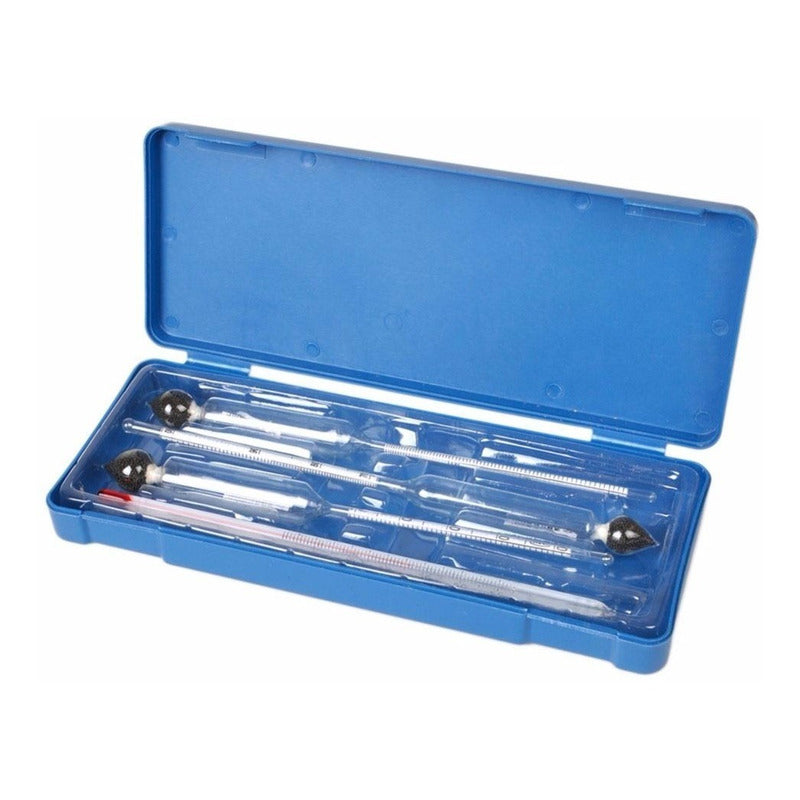 Set Medidor De Grado Alcohol 0 A 100 Grados + Termometro Vidrio
