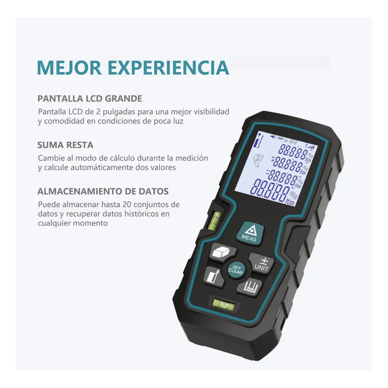 Medidor Distancia Laser 40 Metros Pantalla Lcd Pulgadas Pies