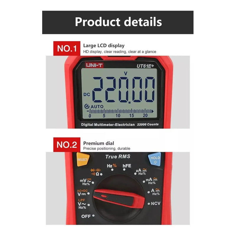 Multímetro Digital Usb Uni-t Ut61e+ Capacitor Hfe 1000v Rms