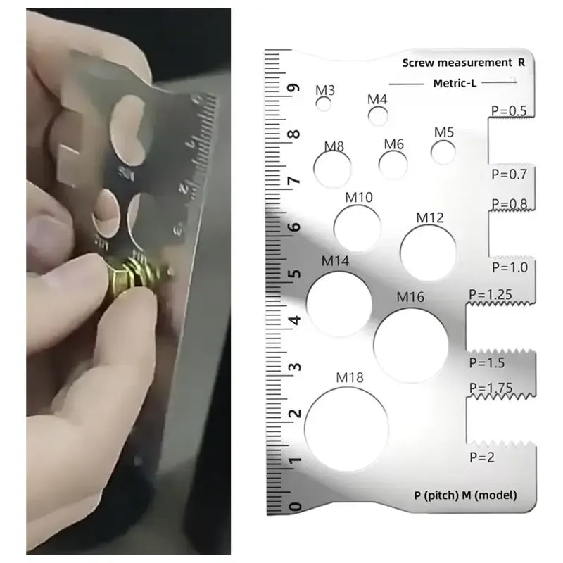Regleta Calibradora Tornillos Tuercas Regla Medicion Rosca