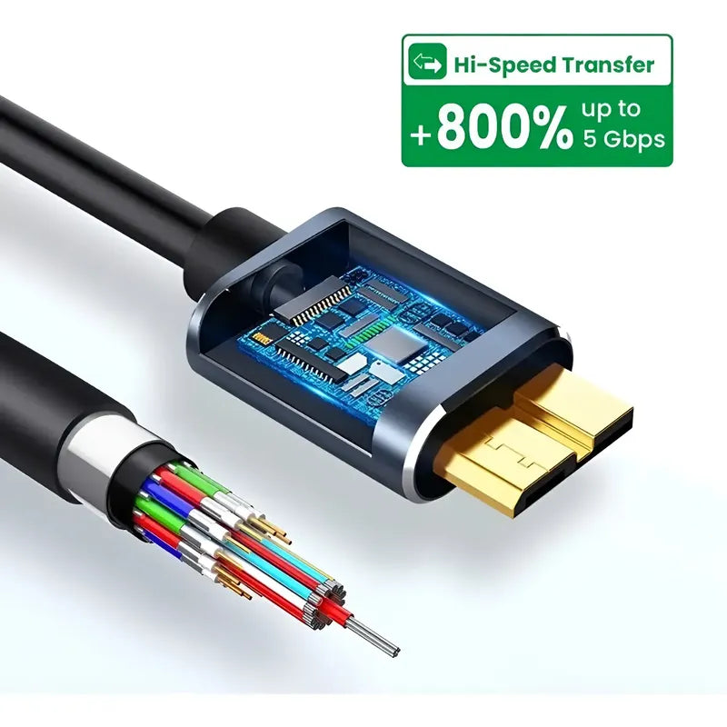 Cable Usb Tipo C A Micro-b Usb 5 Gb 3a Para Disco Duro 50cm Gris Oscuro