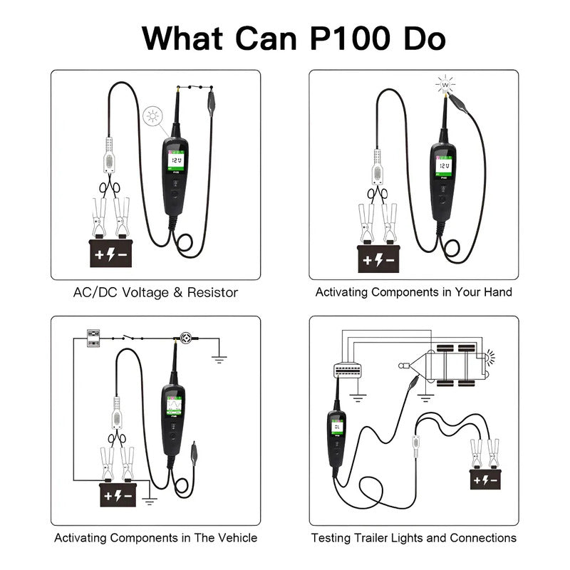 Punta Lógica 12-24 Probador De Circuito Eléctrico Automotriz Verde