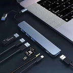 Hub Usb/tipoc 8 En 1 Puertos Usbc Usb2.0 Usb3.0 Sd  Tf Jack Negro