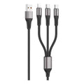 Cable Carga Y Datos Usb 3 En 1 Para Lightning Y 2 Usb Tipo C Gris Oscuro