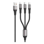 Cable Carga Y Datos Usb 3 En 1 Para Lightning Y 2 Usb Tipo C Gris Oscuro