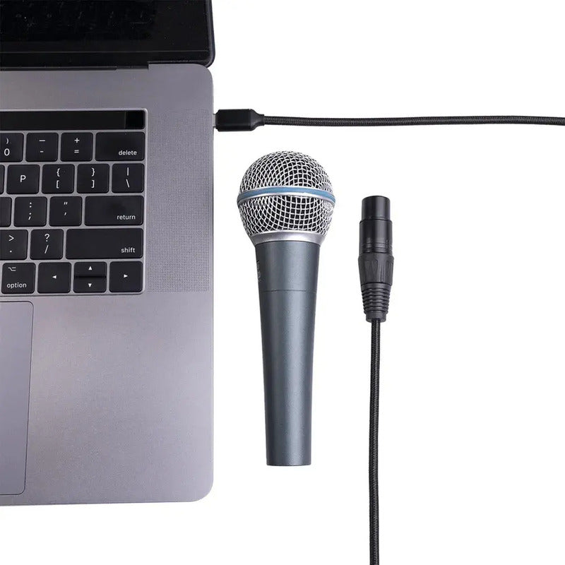 Cable Microfono Usb Tipo C A Xlr Hembra Cable Audio 1 Metro Negro