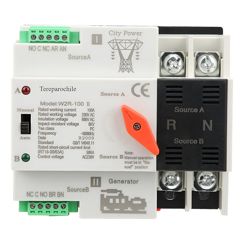 Interruptor Ats Transferencia Automática 100a Monofásico Mcb Beige