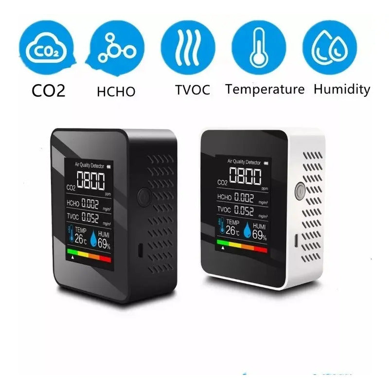 Detector Co2 Portátil Calidad De Aire Hcho Tvoc Digital