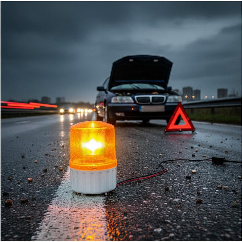 Baliza Led Amarilla Con Sirena 12v 24v Para Alarma O Porton