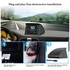 Velocímetro Obd2 Obdii Medidor Digital Inteligente Pantalla Temperatura Hora Consumo De Combustible Hud P10 Negro