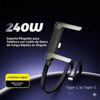 Cable De Carga Plano Usb C Con Soporte Plegable 240w 2metros Negro