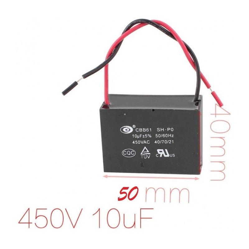 Condensador Capacitor Cbb61 10uf 450vac Ventilador Motor