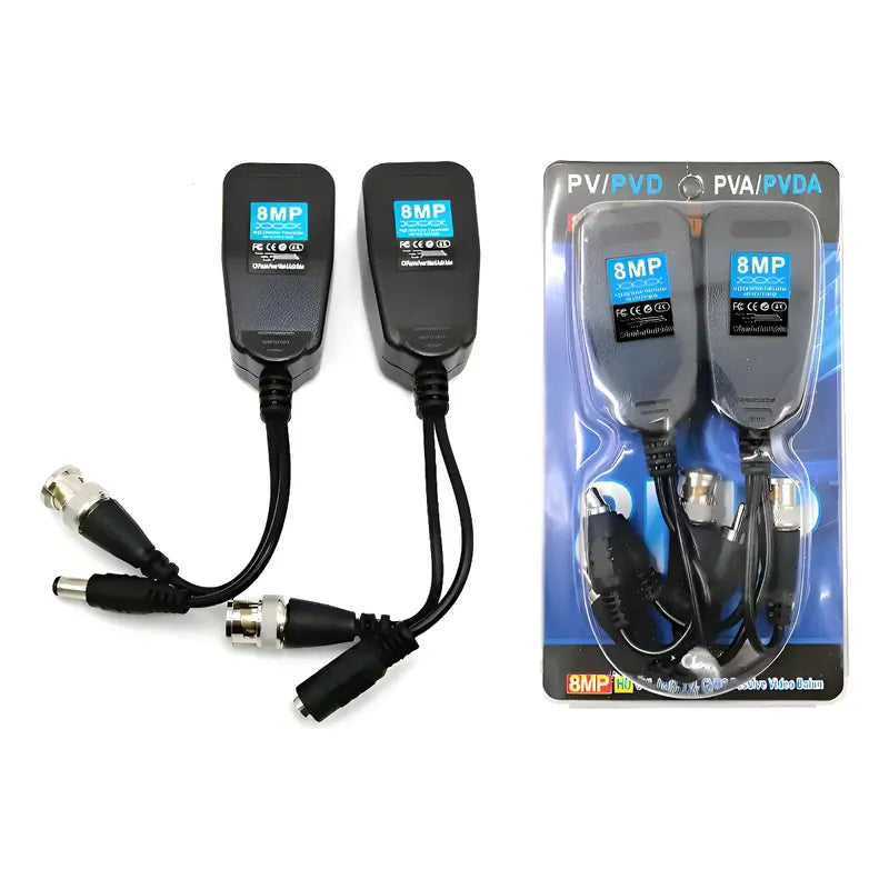 Balun De Vídeo Pasivo Rj45 Cat6-5 Hd-cvi Tvi Ahd Para Cctv Negro