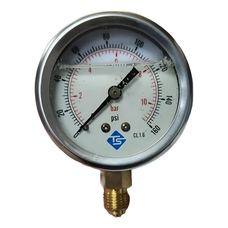 Manometro Glicerina 63mm 160 Psi 10 Bar Conex 1/2 Y 1/4 Npt