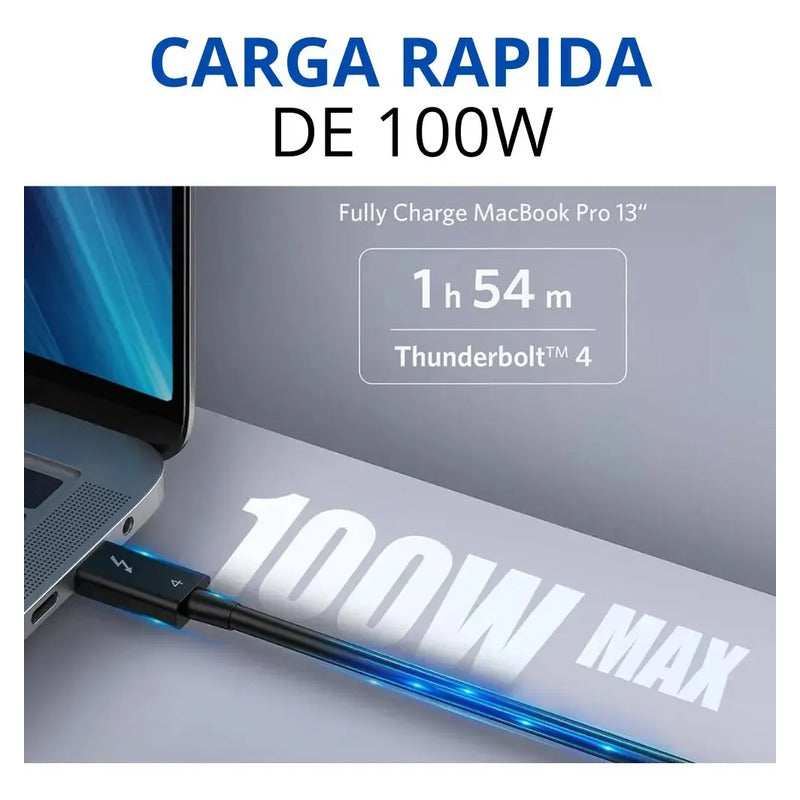 Cable Usb-c 4.0 Para Thunderbolt 4 40gbps 100w 8k 60hz 4k 1m Negro