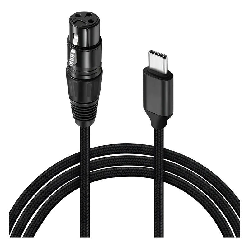 Cable Microfono Usb Tipo C A Xlr Hembra Cable Audio 1 Metro Negro