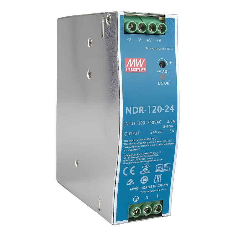 Fuente Poder Mean Well Riel Din Metal 24v 120w Ndr-120-24