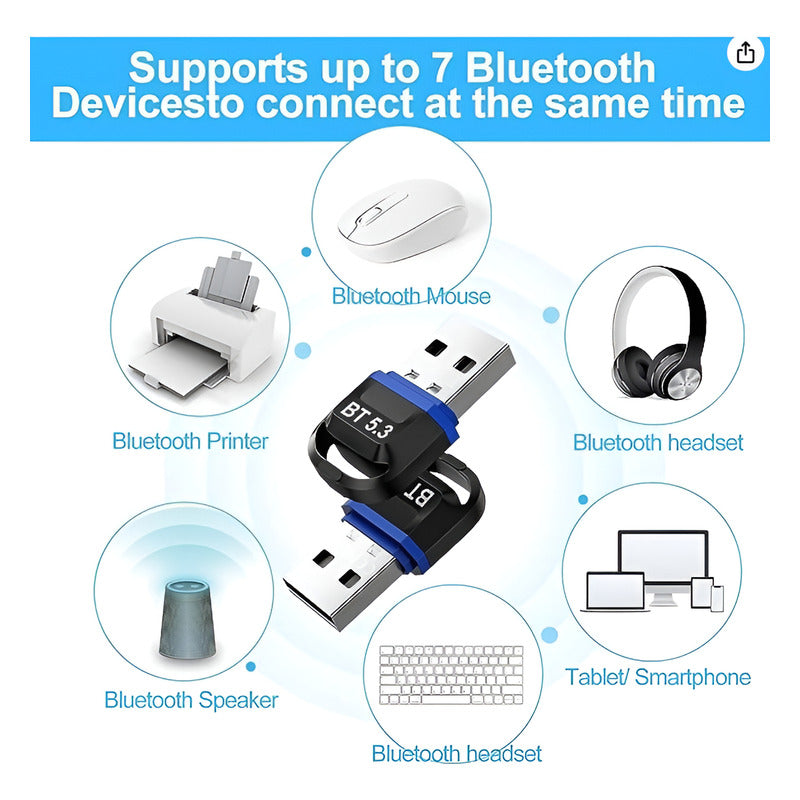 Adaptador Bluetooth Usb 5.3 Receptor Transmisor Para Pc Mac