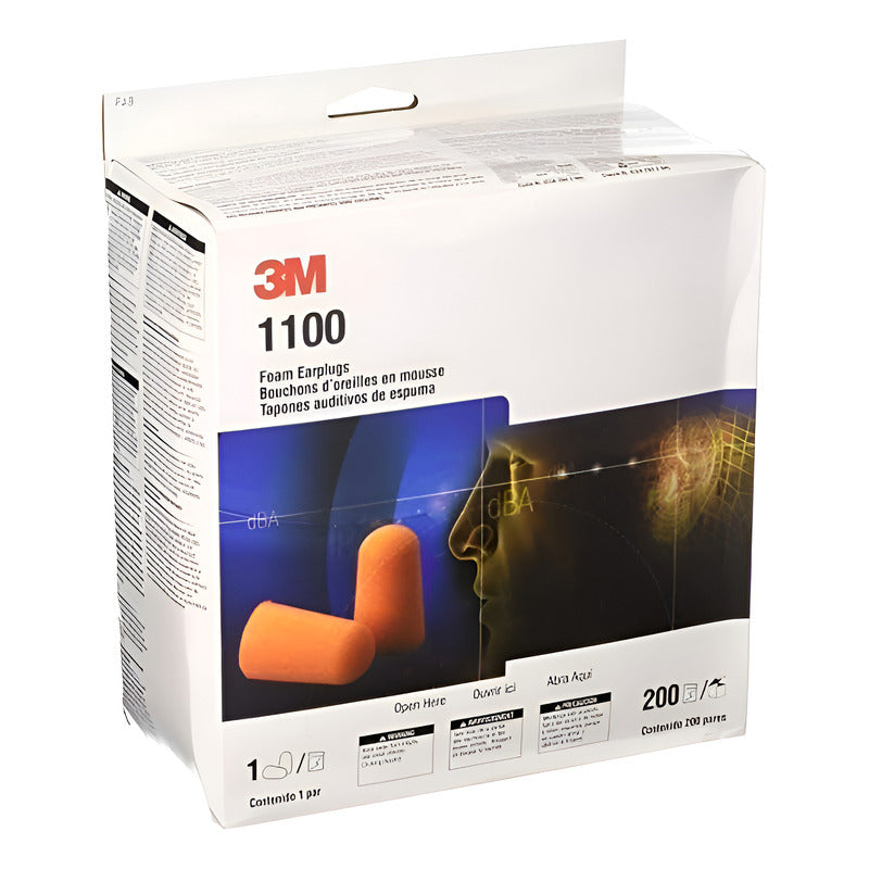 400 Tapones Auditivos 3m De Espuma Sin Cordon Caja 200 Pares Naranja