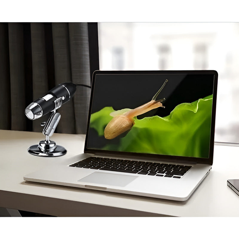 Microscopio Digital Usb 1600x Pc Notebook Celular Tab 8 Leds Negro