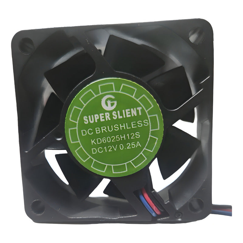 Ventilador Fan Cooler Kd6025h12s 12v 60x25mm 6cm 3 Cables Led Negro