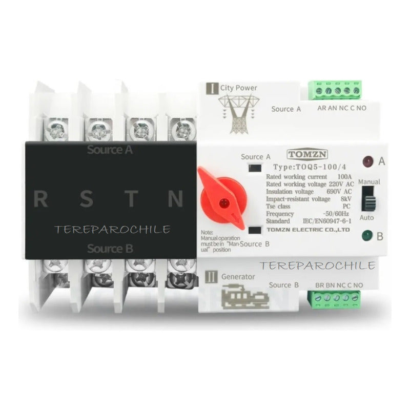 Switch Ats Transferencia Automatico Trifásico 100a 4f 220v Beige