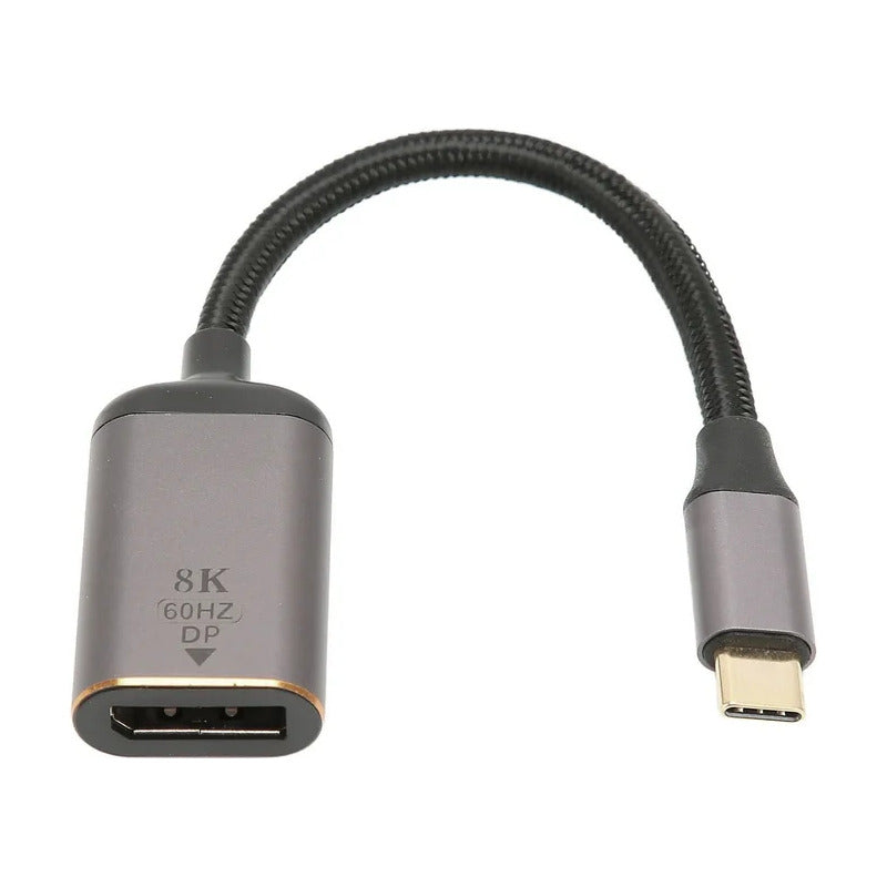 Adaptador Usb Tipo C A Displayport Hembra 4k 144hz- 8k 60hz Negro