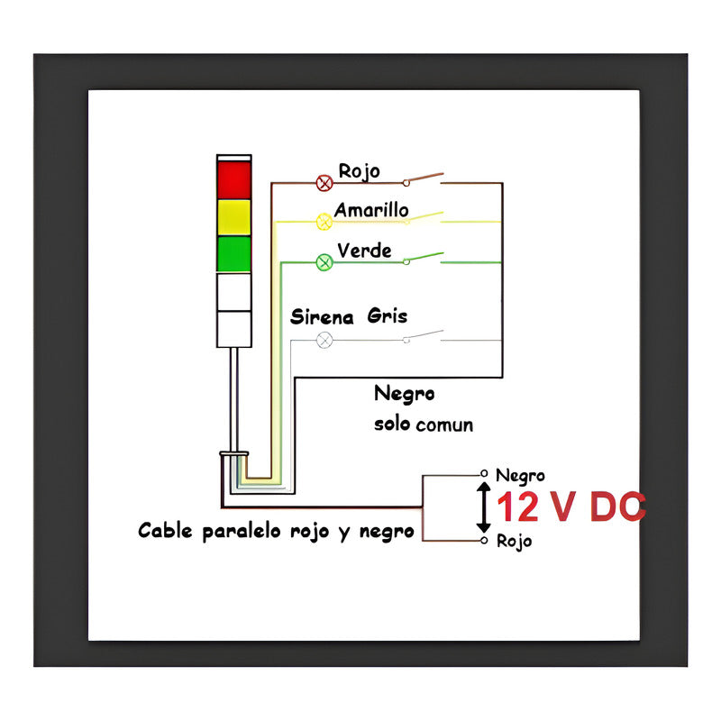 Torre Baliza Industrial + Buzzer Luz Roja Amarilla Verde 12v