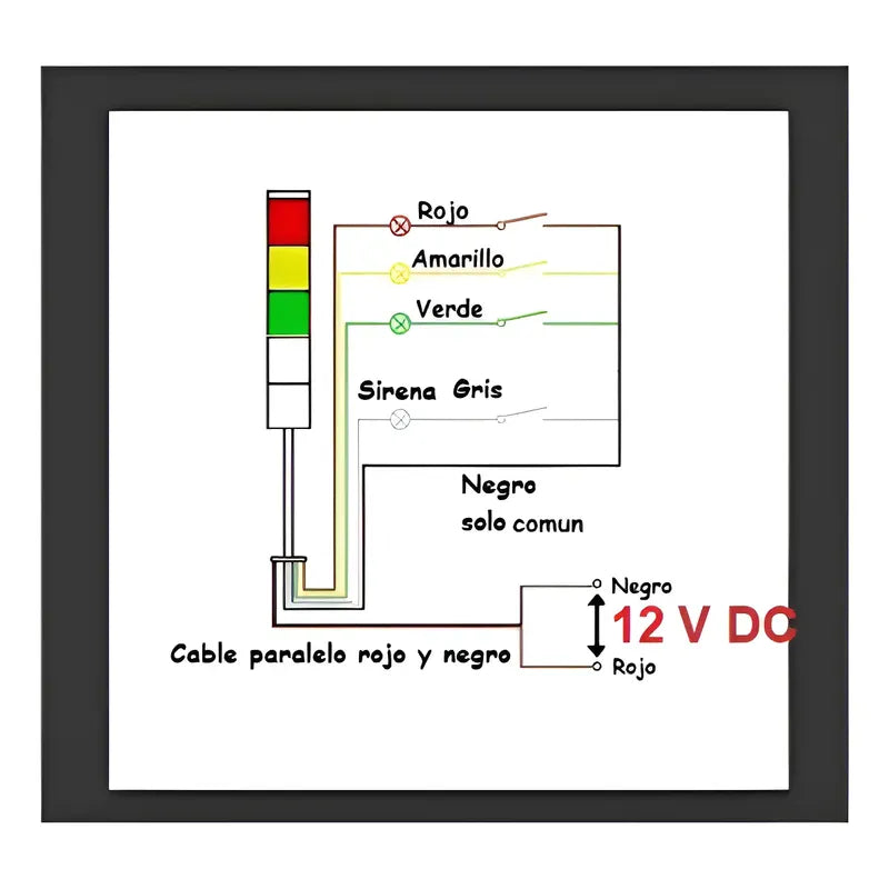 Torre Baliza Industrial + Buzzer Luz Roja Amarilla Verde 12v